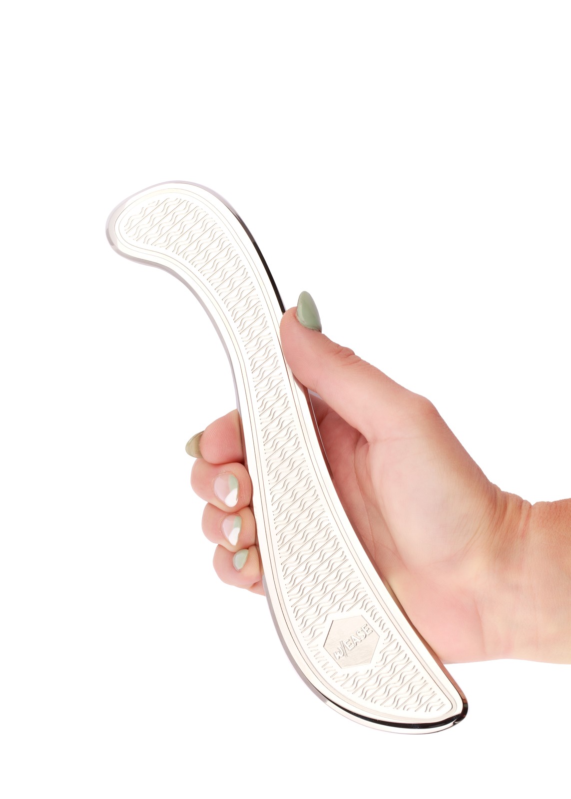 Close-up of the textured surface and ergonomic shape of the w/EASE muscle scraper