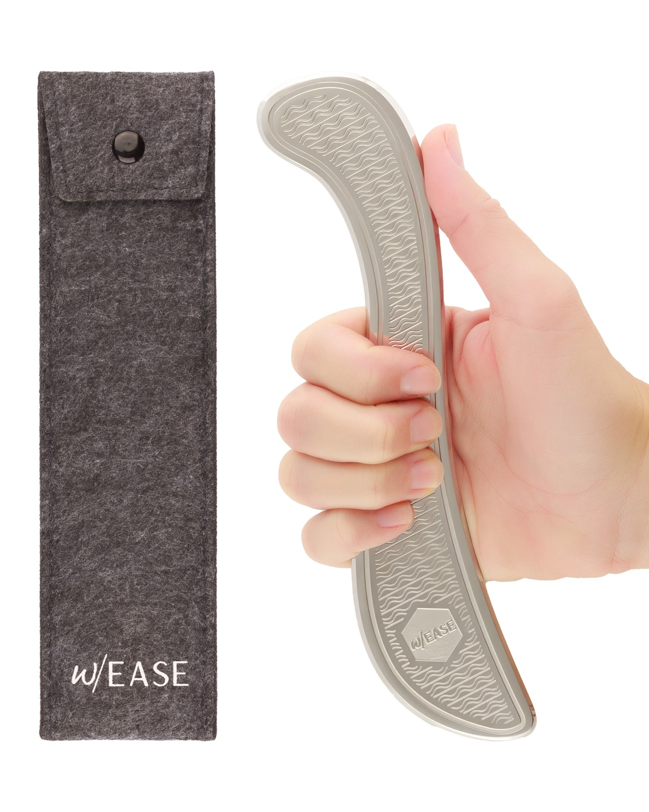 w/EASE muscle scraper with textured grip and storage pouch
